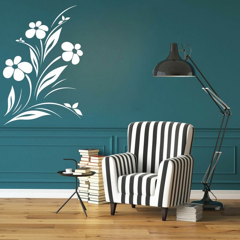 Decor Villa 58 cm Decor villa Butterfly sitting on floral Wall Wall Decal & Sticker White Color L Self Adhesive Sticker  (Pack of 1)