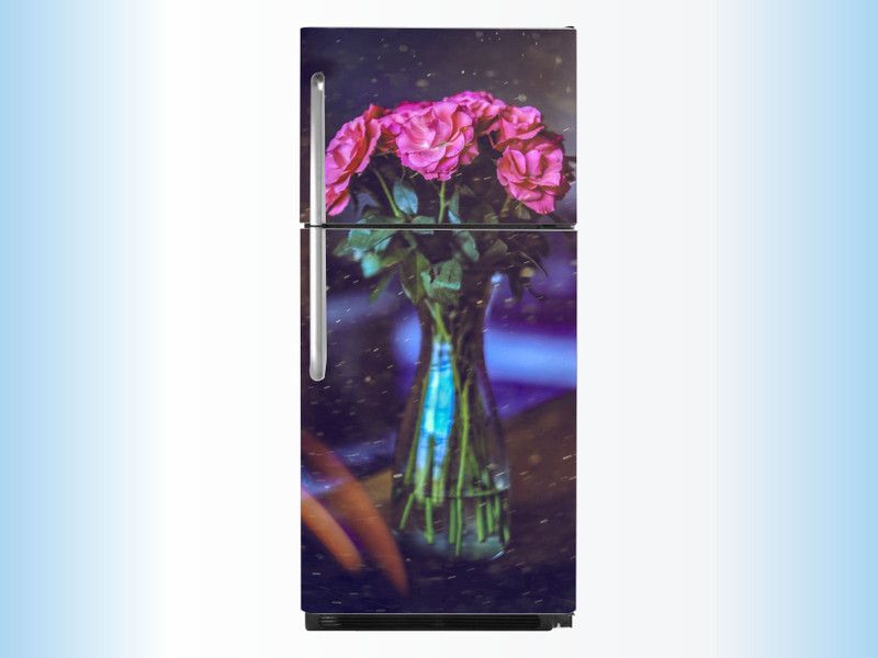 DivineDesigns 61 cm Red Roses Flowers Fridge Sticker Self Adhesive Sticker  (Pack of 1)