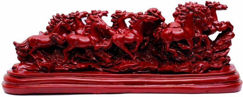 Shubh Sanket Vastu Vastu Horses Decorative Showpiece - 9 cm  (Ceramic, Red)
