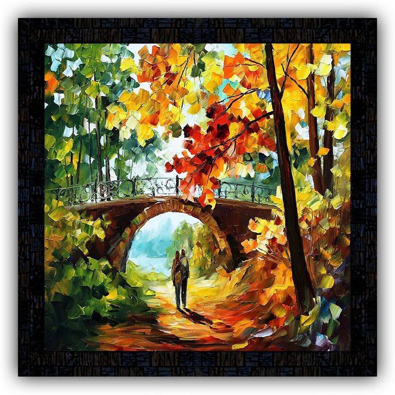 Poster N Frames framed poster of Hand Painted landscape scenery-18008 Digital Reprint 14 inch x 14 inch Painting  (With Frame)