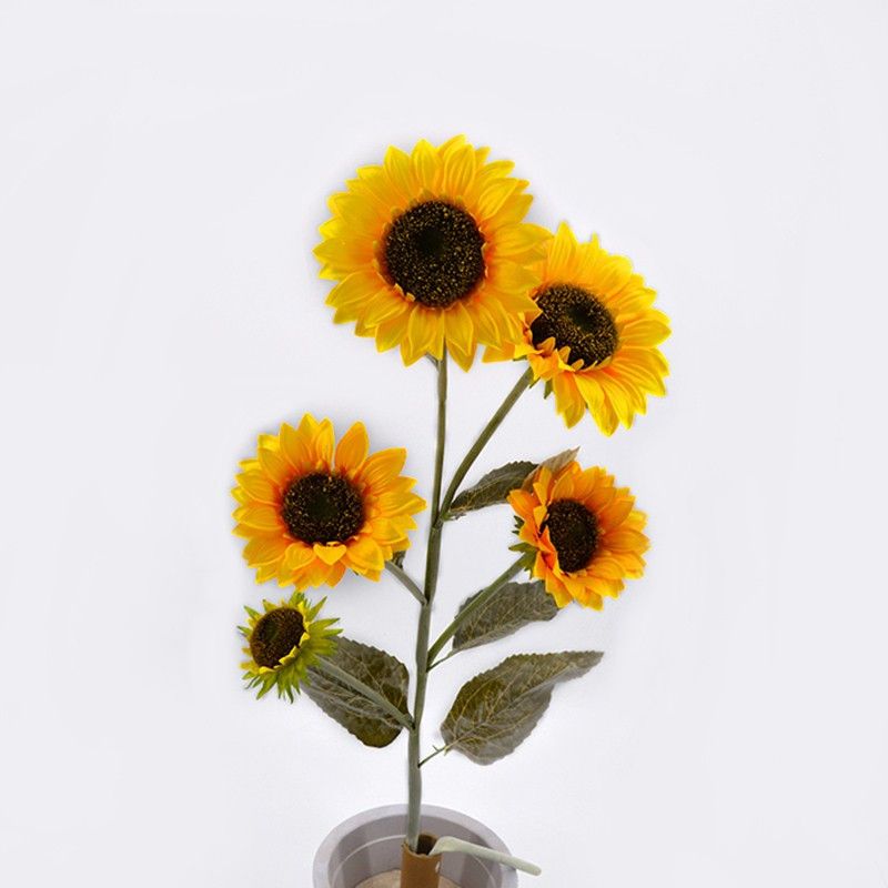 blue penguin Yellow Sunflower Artificial Flower  (42 inch, Pack of 5, Flower Bunch)