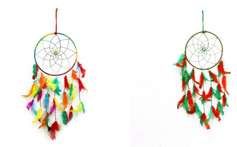 QS SALES Hand Crafted Dream Catcher Decorative Showpiece - 49 cm  (Feather, Multicolor)