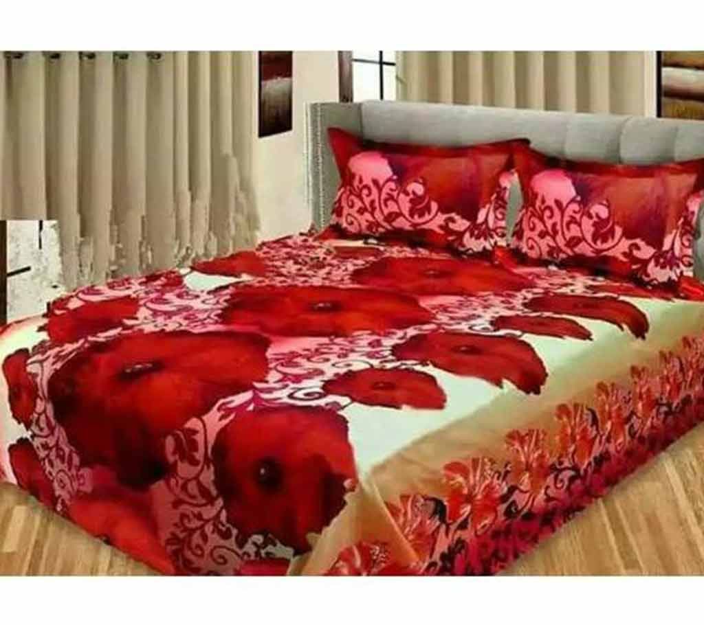 Double Size Cotton Bed Sheet with Matching 2 Pillow Covers - Multicolor Bed-27