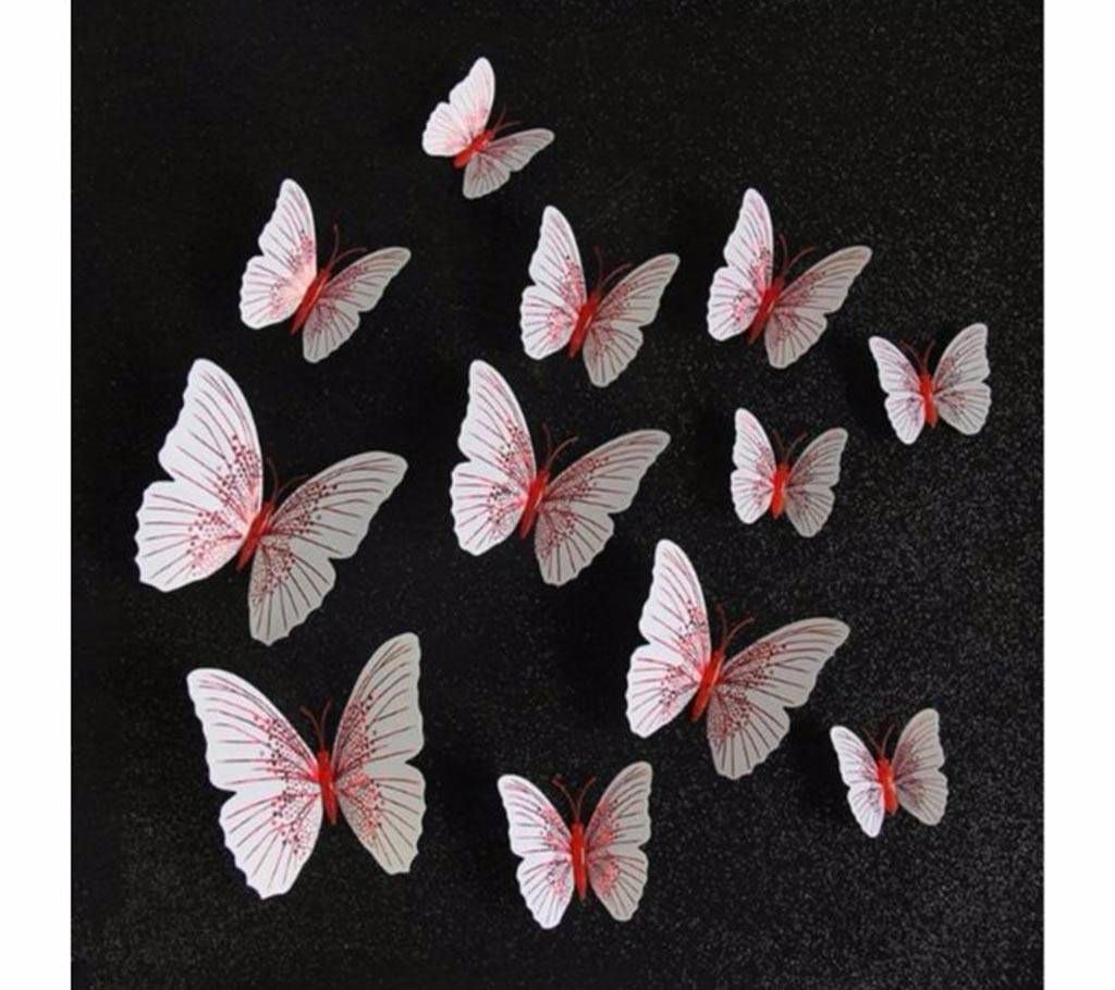 12 Pcs Magnetic+Glue PVC 3D Butterfly Decorative Stickers For Home Decor