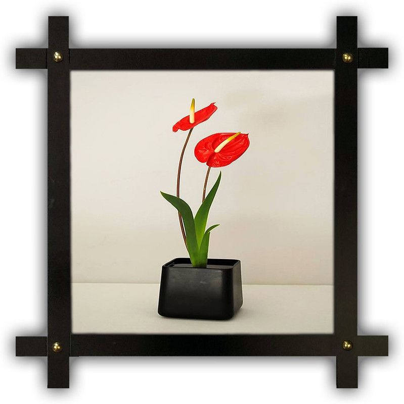 Poster N Frames Cross Wooden Frame Hand-Crafted with photo of Flower (floral) 25433-crossframe Digital Reprint 16.5 inch x 16.5 inch Painting  (With Frame)