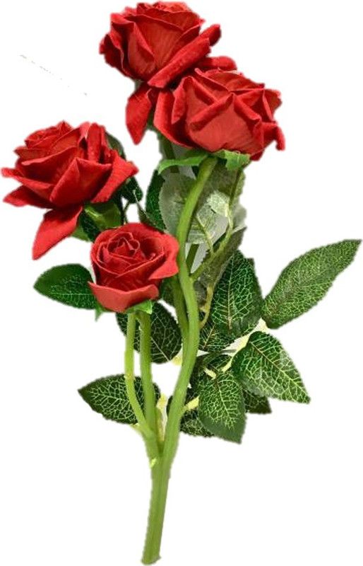 RASHMI CREATION Red Rose Artificial Flower  (12 inch, Pack of 1, Flower Bunch)