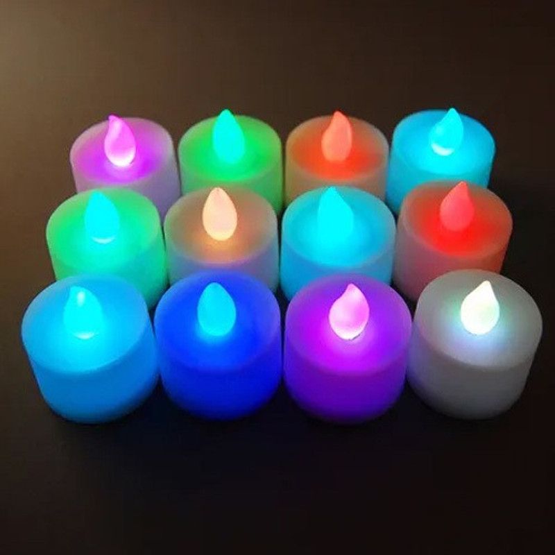 Vbhretail new 12P LED Tea(y) Lights Candles – 7 Color Changing Candle  (Multicolor, Pack of 12)