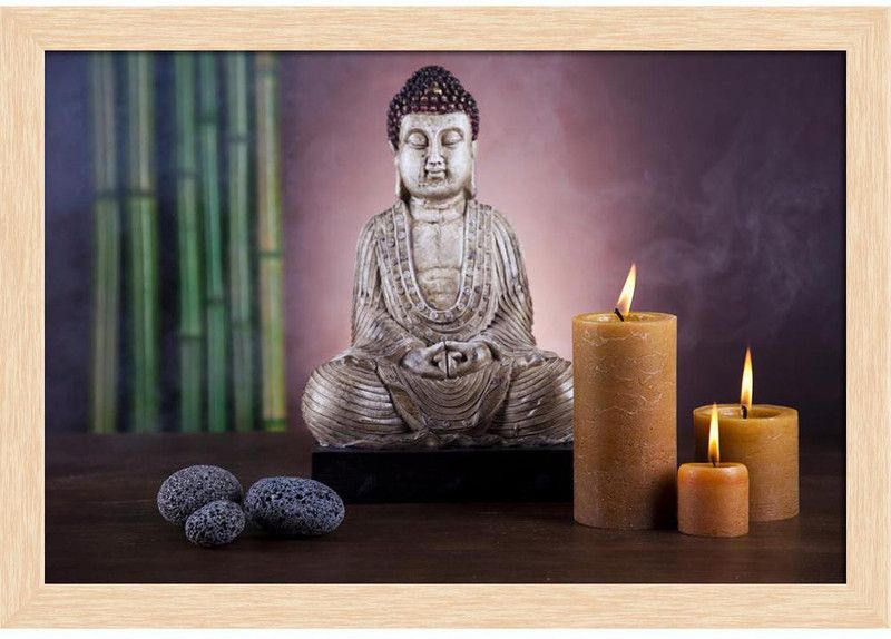 Artzfolio Buddha Framed Wall Art Painting Print Canvas 12 inch x 17 inch Painting  (With Frame)