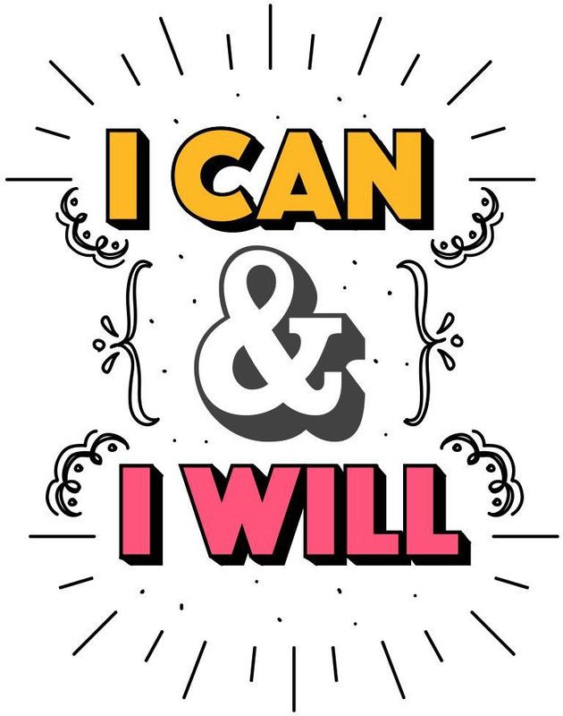Delight Decor 46 cm I can & I'll Self Adhesive Sticker  (Pack of 1)