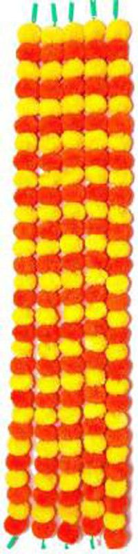 ShopTop Orange, Yellow Marigold Artificial Flower  (60 inch, Pack of 5, Garlands)