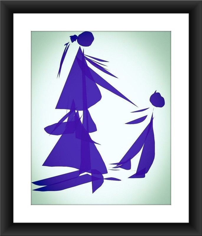 Mother Child -Fun Framed Wall Art Canvas Artwork For Home & Office Décor Digital Reprint 17 inch x 15 inch Painting