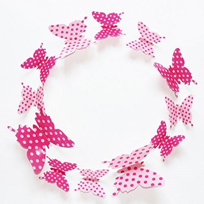 JAAMSO ROYALS 120 cm Beautiful Pink 3D Butterflies Magnetic Sticker  (Pack of 1)