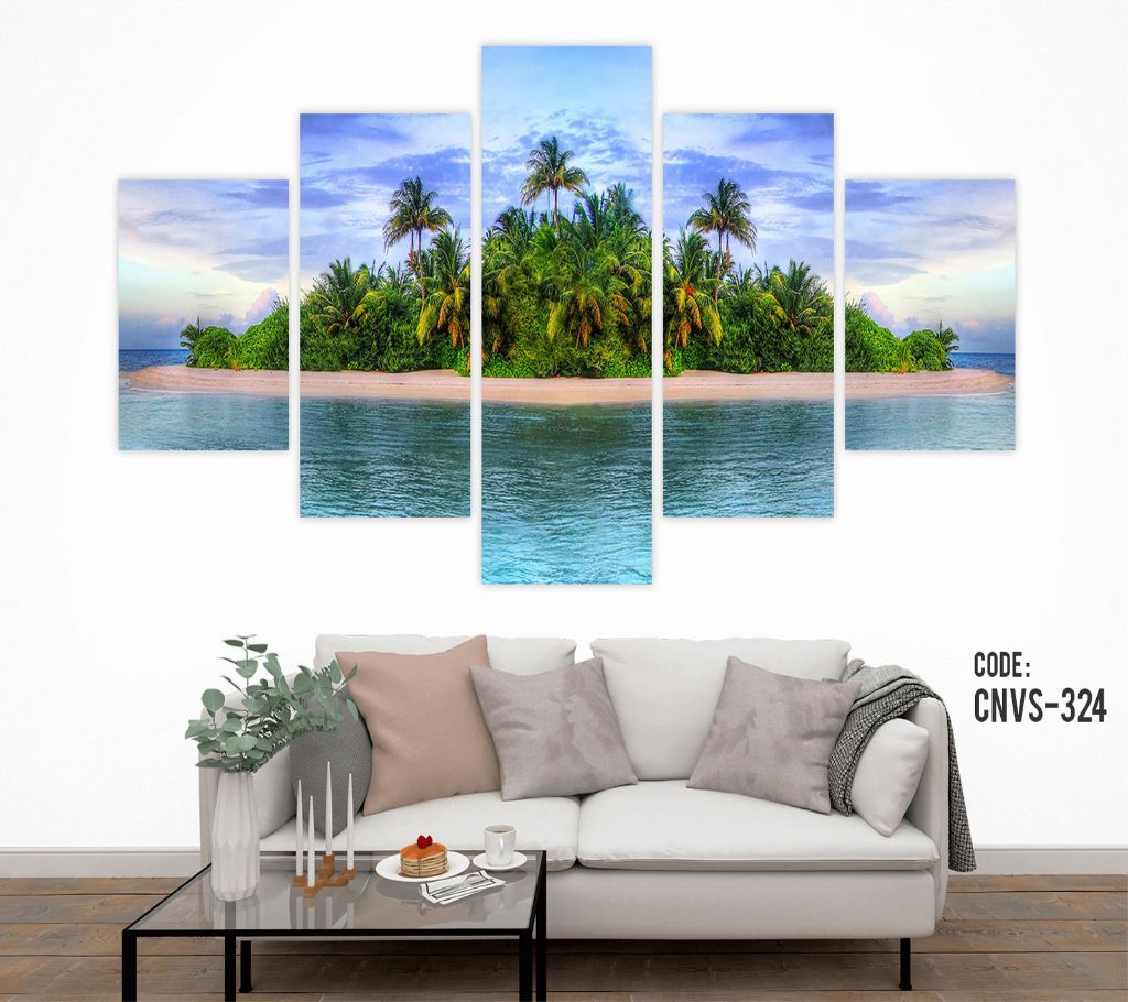 CNVS-324 Blue Sea Island Wall Canvas Art Prints 48 inch x 24 inch