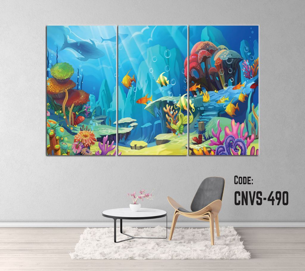 CNVS-490 Toon Sea Fish Wall Canvas Art Prints 48 inch x 24 inch