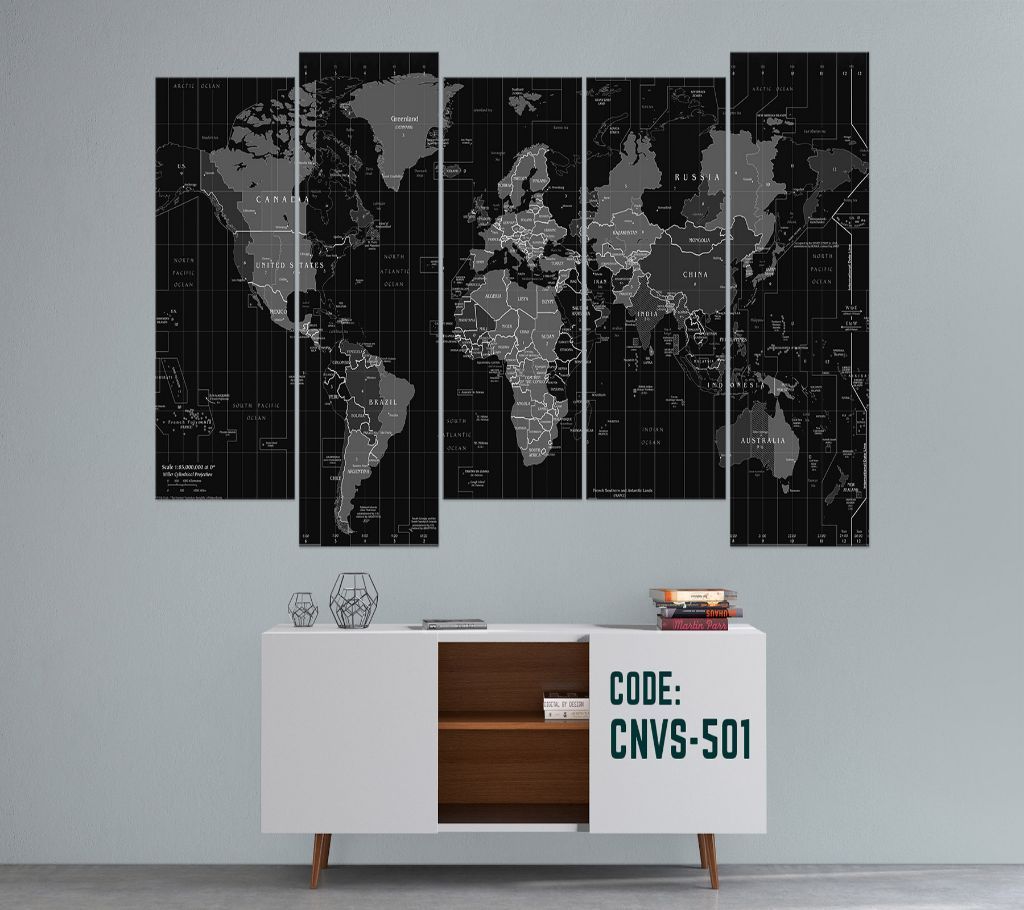 CNVS-501 World Map Wall Canvas Art Prints 96 inch x 48 inch