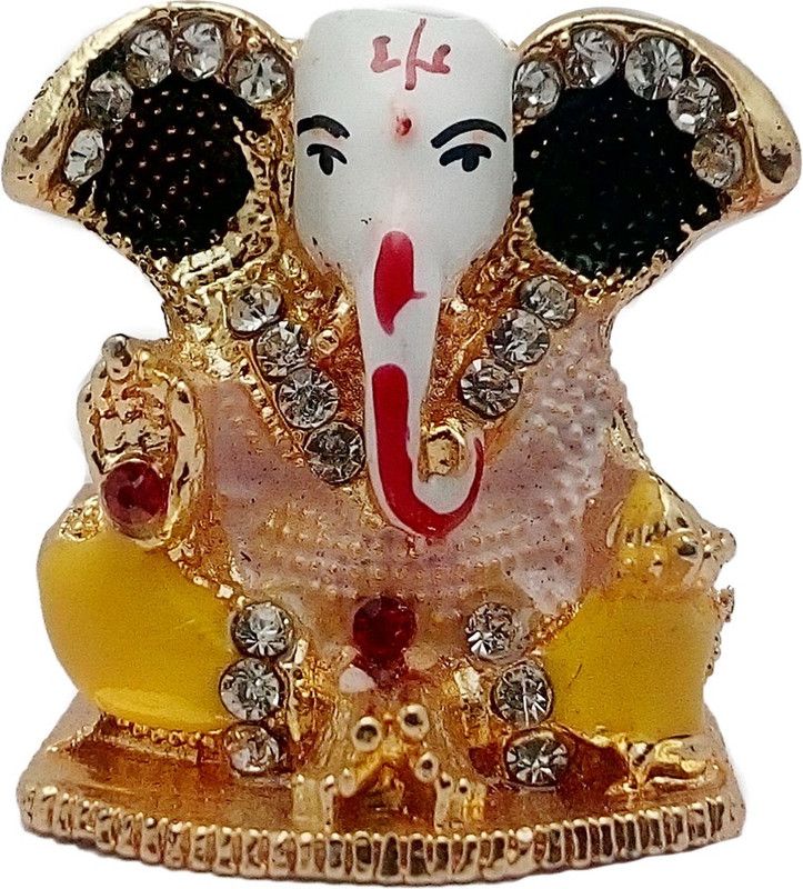 ART N HUB God Ganesh / Ganpati / Lord Ganesha Idol - Statue Gift item Decorative Showpiece - 3 cm  (Brass, Gold, Yellow)