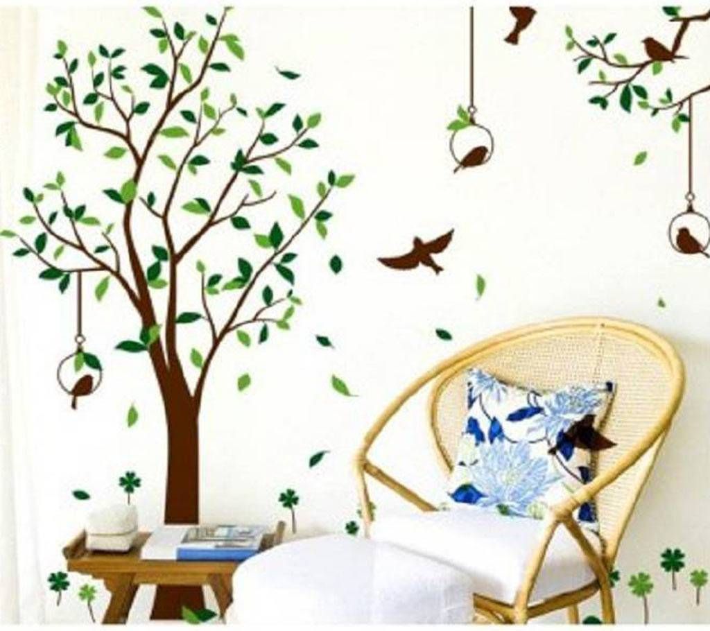 Plant and bird wall sticker