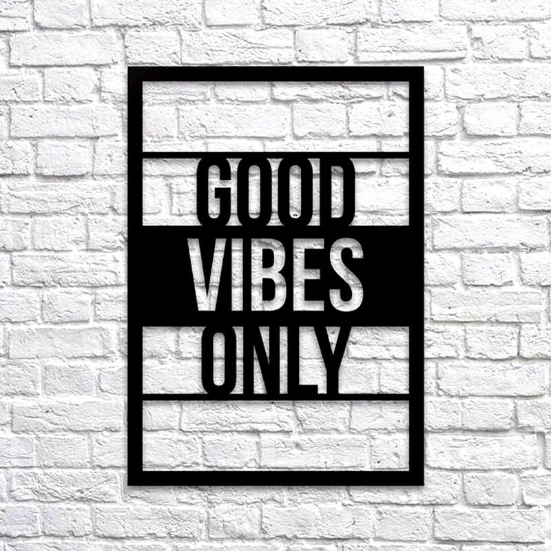 Sanvi Creations The 3D Wall Art Good Vibes Only Wall Art 70(Black)Suitable for Living Room,Foyer,Bedroom,Hallway  (18 cm X 12 cm, Black)