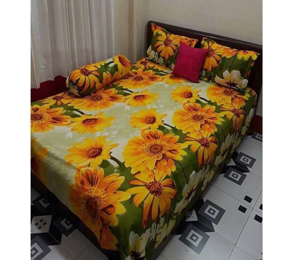 Double Size Cotton Bed Sheet with Matching 2 Pillow Covers - Multicolor Bed-26