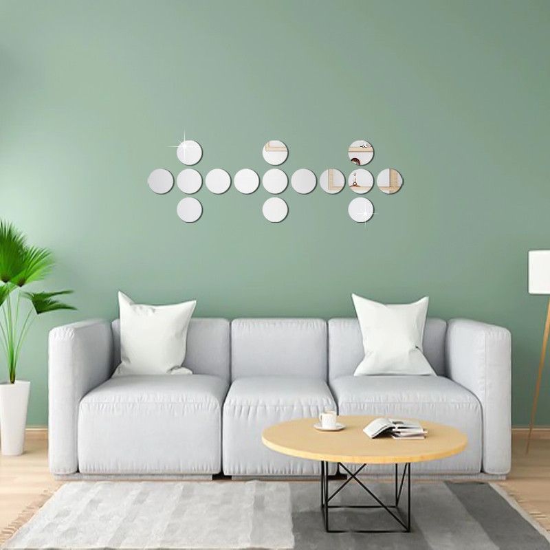 WallWear 15 cm 15 Circle Silver Self Adhesive Sticker  (Pack of 15)
