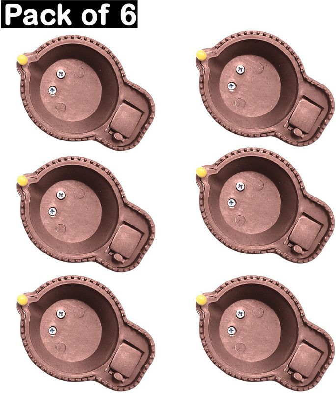 ZURU BUNCH LED Diya with Water Sensor Battery Powered For Temple Office/Home Decoration PTFE (Non-stick) (Pack of 6) Table Diya Set  (Height: 1.1 inch)