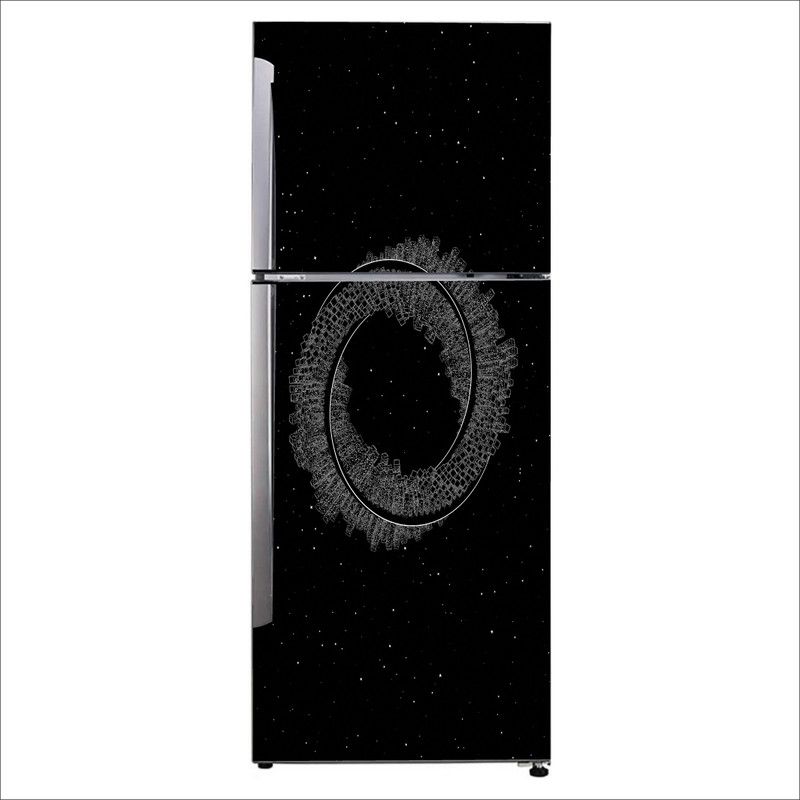 Advait Designs 60 cm Advait Designs Decorative mobius city with dark black background Extra Large Fridge Sticker Self Adhesive Sticker  (Pack of 1)