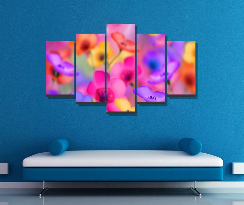 DecorStudio decorative multicolor flowers 5 Pieces Canvas Wall Painting For Home Canvas 30 inch x 24 inch Painting  (With Frame, Pack of 5)