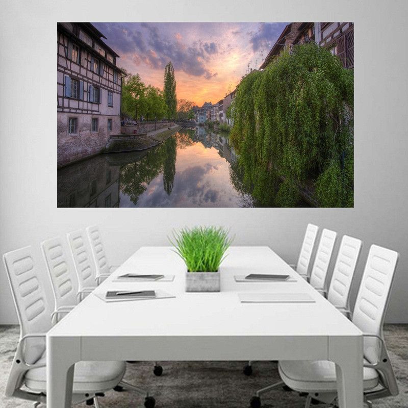 The Picture Of Nature With River Wallpaper Poster No Framed Large Painting On Canvas Wall Art Picture for Home Decoration Wall Decor Poster Paper Print  (48 inch X 24 inch)