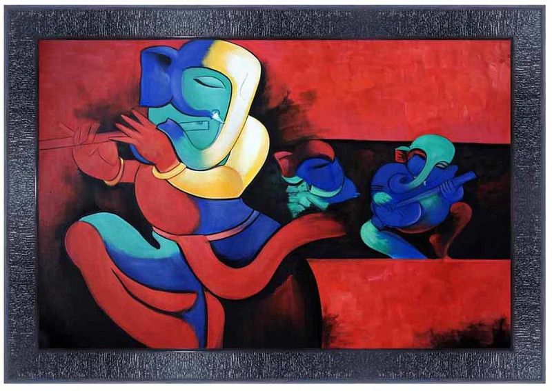 pnf Ganeshji Frames Wood Photo Frames with Acrylic Sheet (Glass)2880- Digital Reprint 10 inch x 14 inch Painting  (With Frame)