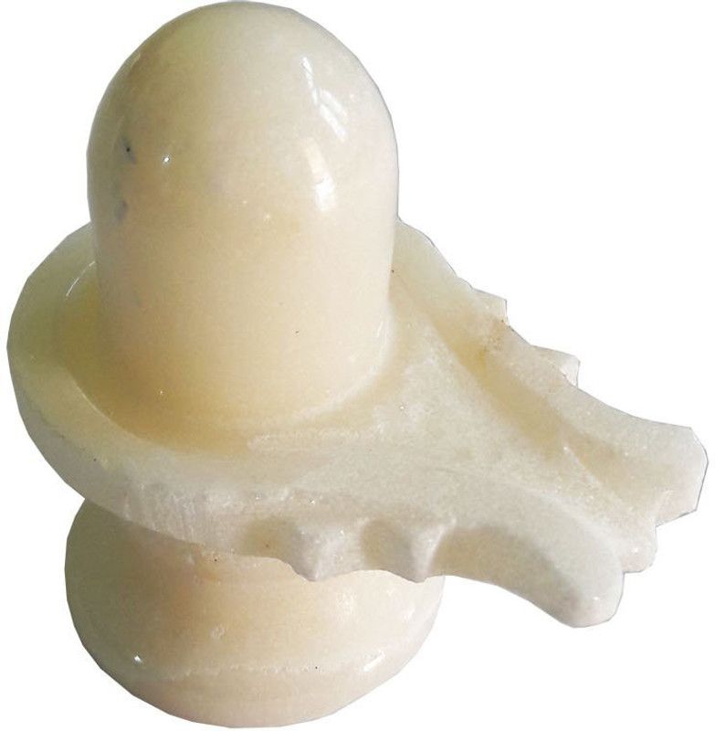 Shv Unique Handmade Antique White Marble Lord Shiva Lingam (5x5x2.5 cm) Decorative Showpiece - 5 cm  (Marble, Brown)