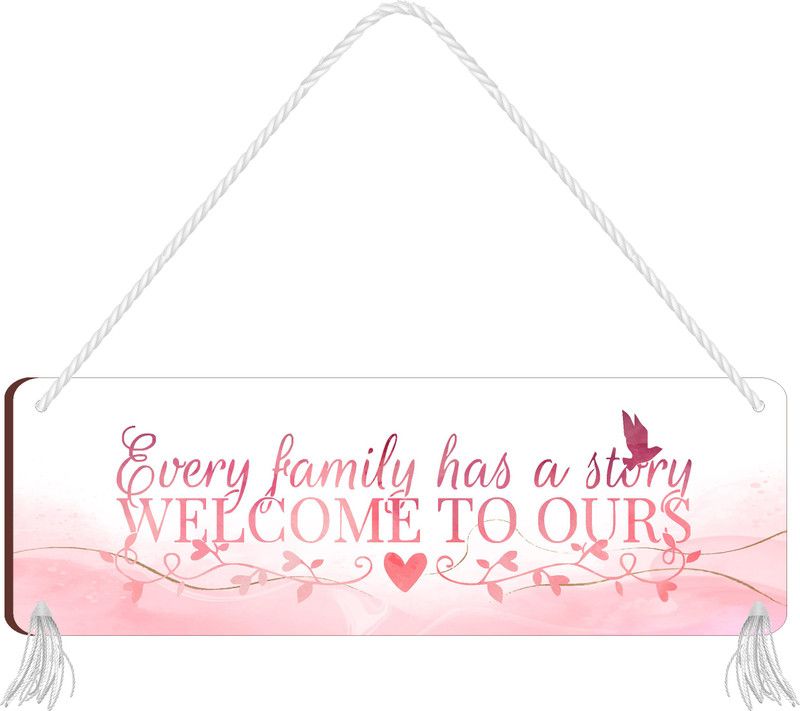 Blue Finch Every Family Has A Story Welcome To Our Wall Hanging Home Decorative Item For Home Decor And Door Hanging  (Red)