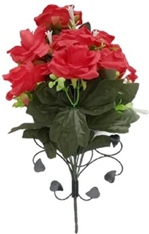 MiiArt red rose artificial flower wall hanging vase or pot(size-44cm)pack of 1 pcs Red Sunflower Artificial Flower with Pot  (37 inch, Pack of 12, Flower Bunch)
