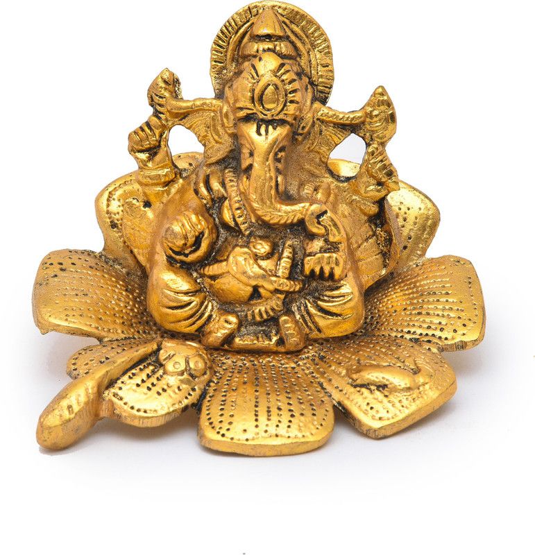 NIRMAL HANDI CRAFT ganesha metal murti Decorative Showpiece - 10 cm  (Metal, Gold)