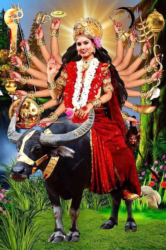 Goddess Vihat Maa Religious Waterproof Vinyl Sticker Poster || (24 inch X 18 inch) btcan3004-2 Fine Art Print  (24 inch X 18 inch)