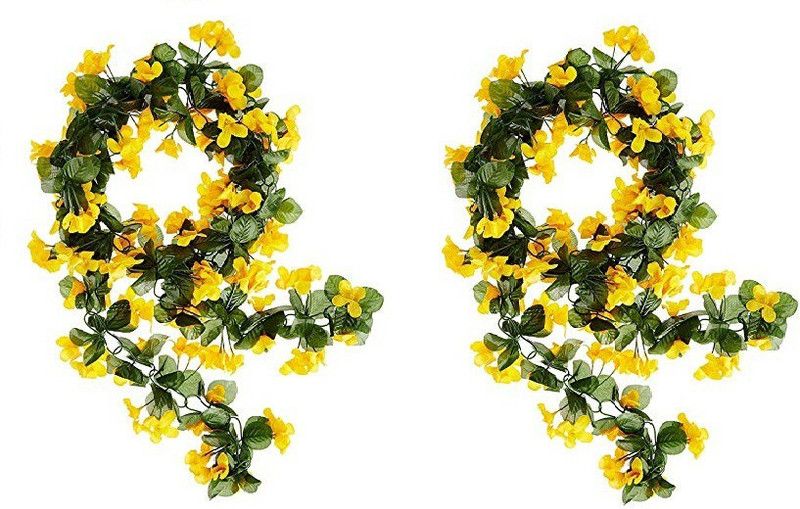 Alment Yellow Orchids Artificial Flower  (20 inch, Pack of 50, Garlands)
