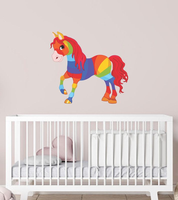 sp decals 74 cm decorative colourful beautiful hourse wall sticker Self Adhesive Sticker  (Pack of 1)