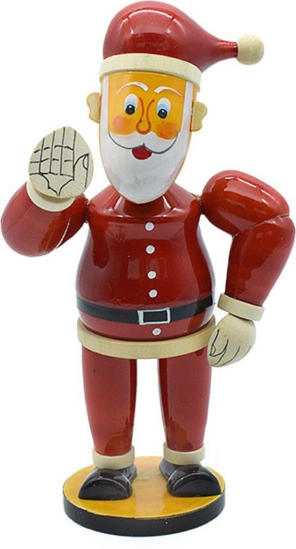 Puja N Pujari Channapatna Wooden Handmade Crafted Hand Painted Multi color Santa Doll Decorative Showpiece - 18 cm  (Wood, Multicolor)