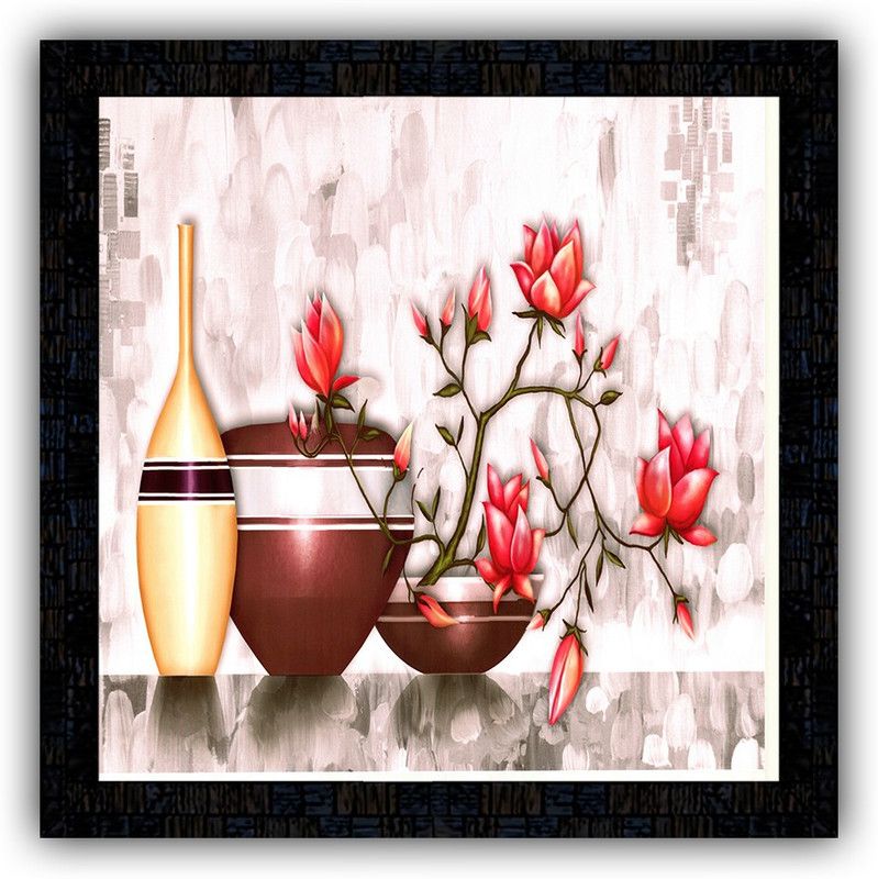 Poster N Frames framed poster of Flower floral-17477 Digital Reprint 14 inch x 14 inch Painting  (With Frame)