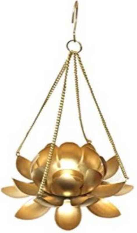 SHIVAYE COLLECTION Lotus Diya Hanging for Diwali Decoration Aluminium Hanging Diya  (Height: 5 inch)