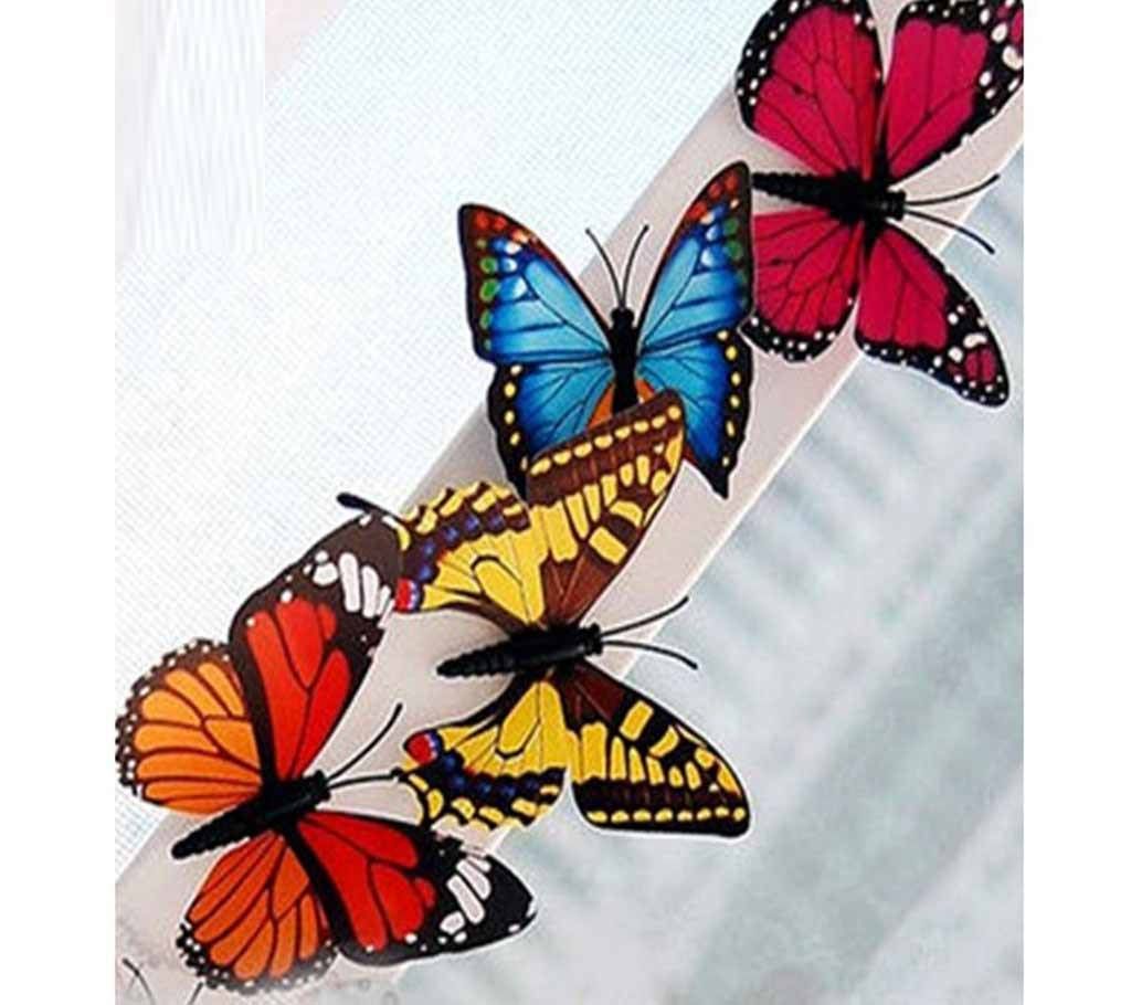 Butter Fly Wall Sticker Plastic Made - 4 Pis Multicolor