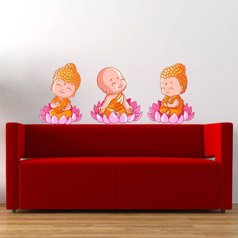 Stickerberry 91 cm Baby bhudha On lotus Wall Sticker Self Adhesive Sticker  (Pack of 1)