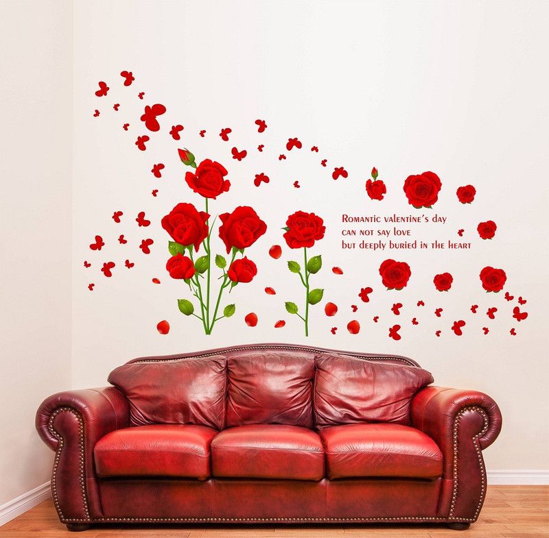 Littlebuds 150 cm Red Rose Removable Sticker  (Pack of 1)