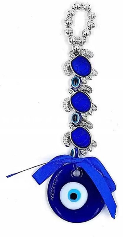 Love Kart Turtle Tortoise Evil Eye Wall Hanging Car Hanging Decor For Protecting Evil Eyes Decorative Showpiece - 15 cm  (Crystal, Blue)