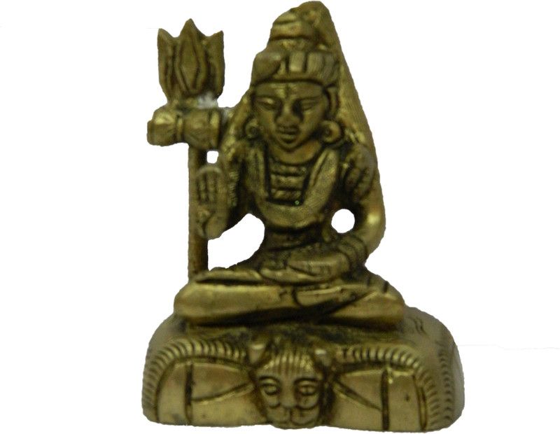 Kalarambh Brass Shankar Sitting Fine Statue Collectible Handicraft Art Decorative Showpiece - 7.62 cm  (Brass, Yellow)