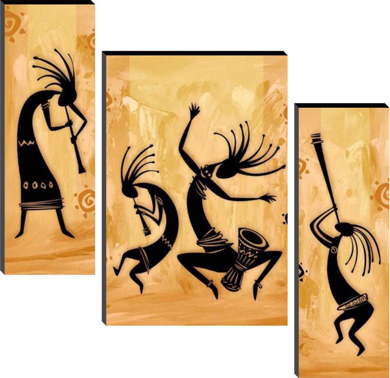 WALLMAX Modern Art UV Textured Set of 3 Digital Reprint 12 inch x 18 inch Painting  (With Frame, Pack of 3)