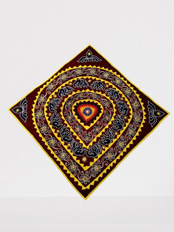 ODIA BAZAR PIPILI CHANDUA Elephant and Flower Multicolor Flower decorated Chandua  (3 inch X 3 inch, Multicolor)