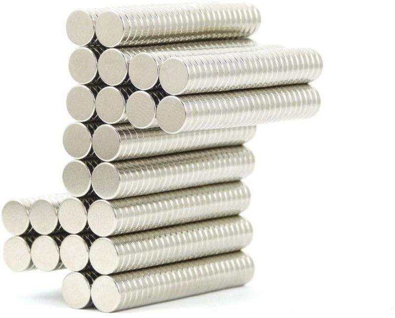 ART IFACT 500 Pieces of 7mm x 1.5mm Neodymium Magnets - N52 Disc / Cylindrical magnets - Rare Earth NdfeB Fridge Magnet, Multipurpose Office Magnets, Magnetic Paper Holder Pack of 500  (Silver)