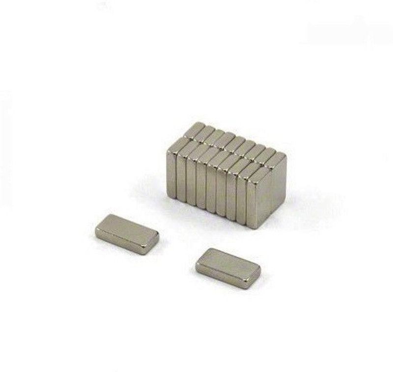 ART IFACT 20 Pieces of 10mm x 4mm x 2mm Neodymium Magnets - N52 Rectangular Magnets - Rare Earth NdfeB Magnets - For DIY, School Project or Commercial Usage Fridge Magnet, Multipurpose Office Magnets, Magnetic Paper Holder Pack of 20  (Silver)