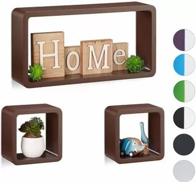 wooden wall shelf for livingroom and other wall decoration (Number of 3 brown)  (Brown)