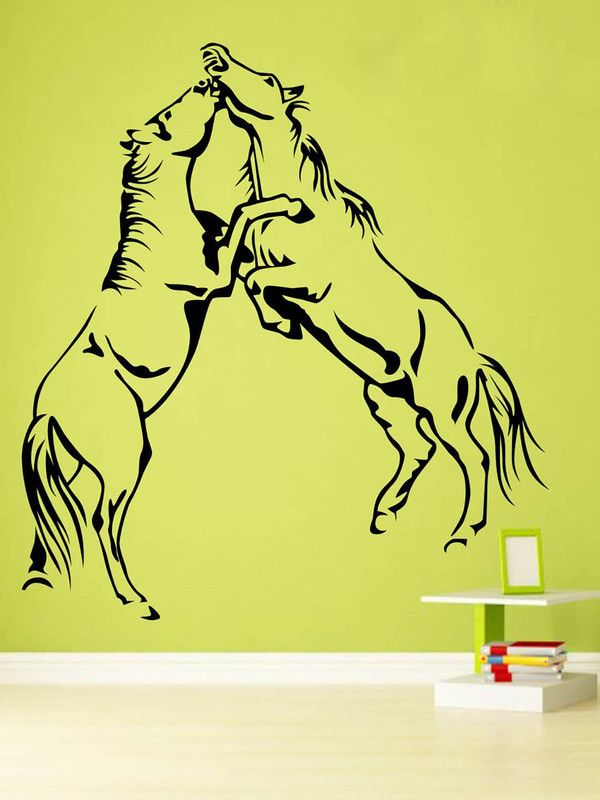 ALLURE 66 cm Horse Fighting Self Adhesive Sticker  (Pack of 1)